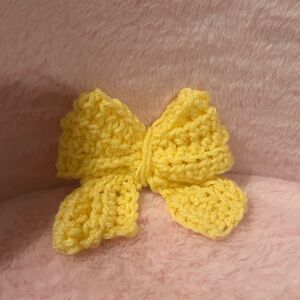 Yellow Crochet Bow Hair Clip